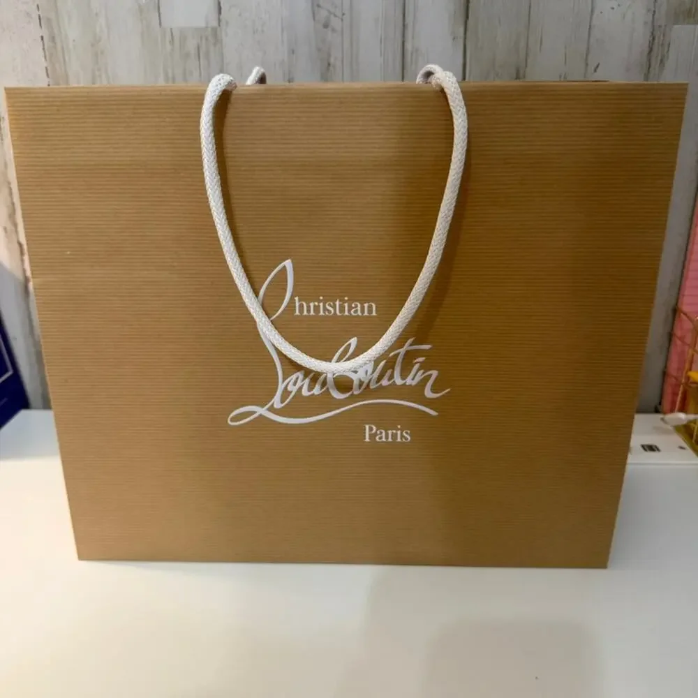 Christian Louboutin Paris Large Shopping Bag Brown Red Interior 16x13